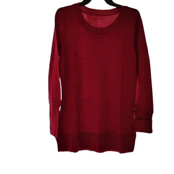 Women's Red Crew Neck Sweater - Picture 8 of 9